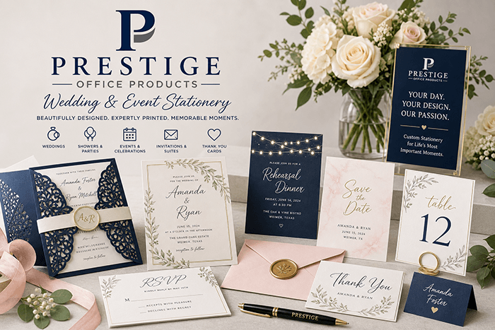 picture of a selection of printed Wedding and Event invitations.